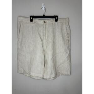 Tommy Bahama‎ Relax Mens 40 Striped Linen Shorts Beige White Beach Summer Casual
